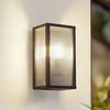 Image de Lindby - Wandlamp buiten - 1licht - Aluminium, polycarbonaat - H: 26 cm - E27 - antraciet, transparant