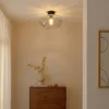 Image de Lindby - plafondlamp - 1licht - Glas, ijzer - H: 25 cm - E27 - rookgrijs, zandzwart