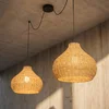 Image de Lucande - Hanglampen buiten - 2lichts - rotan, ijzer - H: 24 cm - E27 - beige, zwart