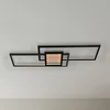 Image de Lindby - LED plafondlamp- met dimmer - 3lichts - IJzer, hout, PC - H: 2 cm - zandzwart, licht hout - Inclusief lichtbronnen