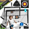 Image de KESSER® Voetbaldoel voor kinderen, pop-up set van 2, opvouwbaar, met glasvezelstangen en hoogwaardige doelnetten voor binnen, buiten en tuin, met transporttas, 6 x hoedjes, balpomp, schietschijf