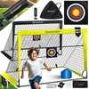 Image de KESSER® Voetbaldoel voor kinderen, pop-up set van 2, opvouwbaar, met glasvezelstangen en hoogwaardige doelnetten voor binnen, buiten en tuin, met transporttas, 6 x hoedjes, balpomp, schietschijf