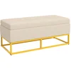 Image de HOMCOM-Sitzbank-Samt(100% Polyester), Schaumstoff, Stahl-110L x 44B x 49H cm-Beige
