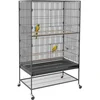 Image de PawHut Vogelkooi met Zitstokken en Wieltjes - Vogelvolière - Vogelverblijf - Kooi voor Kleine Vogels - Grijs