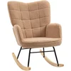 Image de HOMCOM - Schommelstoel - met Fleece Look - Armleuningen - Bruin