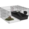 Image de PawHut Knaagdierkooi met Ren en Waterfles - Konijnenkooi - Cavia Kooi - Kleindierverblijf - Zwart