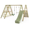 Image de Wickey Smart Shake Speeltoestel - Schommel en Trapeze met Glijbaan - Klimaanbouw & Evenwichtsbalk - 379x378x211 cm - Pastelgroen