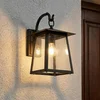 Image de Lucande - Wandlamp buiten - 1licht - Aluminium, glas - H: 38 cm - E27 - zwart