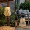 Image de Lindby - Solar buitenverlichting- met dimmer - 1licht - Metaal, polyester, kunststof - H: 40 cm - beige, zwart - Inclusief lichtbron