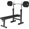 Image de Gorilla Sports Halterbank zwart met 38 kg halterset - Fitnessbank - Verstelbaar - Halterstang met gewichten - Kunststof