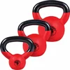 Image de Gorilla Sports Kettlebell set - Gietijzer - Vinyl - Gewicht - Rood - 2, 8 en 12 kg