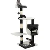 Image de lionto krabpaal 112 cm, stabiel, compact & met grot en sisaltouw, zwart/wit