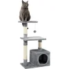 Image de lionto kattenkrabpaal 85 cm, ruimtebesparend & met sisalstammen, lichtgrijs