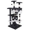 Image de lionto Kattenkrabpaal 130 cm groot, met trap, grot & speelballen, grijs/wit