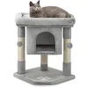 Image de dibea Krabpaal klimboom kattenkrabpaal kattenboom hoogte 60 cm kleur lichtgrijs