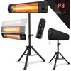 Image de KESSER® Infraroodstraler - Terrasverwarmer - Infrarood Verwarming - Patiostraler 2500W met afstandsbediening incl. beschermhoes in hoogte verstelbare telescoopstandaard Wikkeltafel Kwartsstraler - 2500W met afstandsbediening (Zwart)