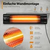 Image de TRESKO Warmtestraler Zwart 2500W infrarood muurheater  terrasverwarmer warmtestraler