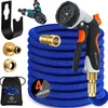 Image de KESSER® Premium Tuinslang flexibel 15 meter - uitrekbare Tuinslang inclusief aansluitingen, Ophanghaak en Sproeikop - Blauw