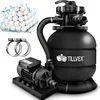 Image de tillvex Zandfiltersysteem 7.900L/h + 400g Filterkogels | Zandfilterinstallatie filterinstallatie 7-weg ventiel & Adapter Ø32-38mm | Zwembadfilter met drukweergave | Zandfilter zwembad (Zwart)