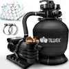 Image de tillvex Zandfiltersysteem 13.200L/h tot 40.000L + 1200g Filterkogels | Zandfilterinstallatie 7-weg ventiel & Adapter Ø32-38mm | Zwembadfilter met drukweergave | Zandfilter zwembad (Zwart)