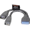 Image de Akasa USB-kabel USB 3.2 Gen1 (USB 3.0 / USB 3.1 Gen1) Shrouded header 19-polig, USB-A bus 0.15 m Zwart Vergulde steekco