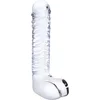 Image de Glas - Realistic Ribbed Glass G-Spot Dildo with Balls