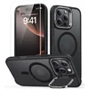 Image de ESR Classic Hybrid HaloLock Hoesje Geschikt voor Apple iPhone 16 Pro Max - Met Screenprotector - Compatibel met MagSafe - Back Cover met Standaard - Camera Kickstand - Gehard Glas - Frosted Zwart