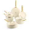 Image de GreenPan Padova Cream Keramische Inductie Pannenset 10-delig - PFAS-vrij - Inductie pannenset - Inductie hapjespan - Inductie koekenpan - Ovenbestendig tot 200°C - Vaatwasserbestendig - RVS handgrepen - Met deksels - Crème