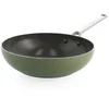 Image de BK Sublime Wokpan 28cm - 3.7L - PFAS vrije antikleeflaag - Wokpan inductie - Keramische pan - Ovenbestendig tot 220°C - RVS handgrepen - Zonder deksel - Olijfgroen