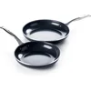 Image de Greenpan Brussels Keramische Koekenpannenset 2-delig - Ø24/28cm   PFAS-vrij   Inductie Koekenpan   Inductie Pannenset   Ovenbestendig tot 220°C   Vaatwasserbestendig   Snelle opwarming   RVS handgrepen   Zwart
