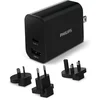 Image de PHILIPS - Reisstekker - DLP2621T/0 - 4 Stekkers - UK, EU, AU en USA - USB-A en USB-C - Zwart
