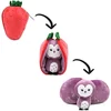 Image de Les Deglingos Flipetz - 2-in-1 Knuffel Uil Aardbei - Gerecycled materiaal - 0+ jaar