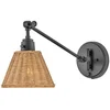 Image de Hinkley LED Wandlamp Arti | 1X E27 Max 60W | Black, Natural Rattan Shade