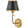 Image de Hinkley LED Wandlamp Clarke | 1X E27 Max 40W | Warm Brass & Black Steel Shade