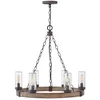 Image de Hinkley LED Kroonluchter | 6X E27 Max 40W | IP44 | Sequoia wood effect with rust Iron accents & Clear