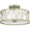 Image de Hinkley LED Plafondlamp Nest | 3X E27 Max 60W | Dimbaar | Silver Leaf, Linen Glass