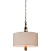 Image de Flambeau LED Hanglamp Flambeau | 2X E27 Max 60W | Dimbaar | Black, Cream and Gold Leaf, with Taupe linen shade