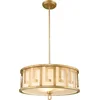 Image de Gilded Nola LED Hanglamp Lemuria | 3X E27 Max 60W | Dimbaar | Distressed Gold, Ivory Shade