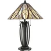 Image de Bohemian Tafellamp - Steady Lighting - Glas - Bohemian - E27 - L: 47cm - Voor Binnen - Woonkamer - Eetkamer - Brons