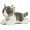 Image de Aurora Knuffeldier kat/poes - pluche knuffel - grijs/wit - 20 cm - huisdier knuffel