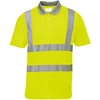 Image de Polshirt geel met korte mouwen en reflectiestrepen Maat L