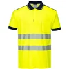 Image de Portwest PW3 Hi-Vis Poloshirt Korte Mouw T180 - Geel/Marine - XL