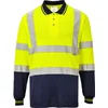 Image de Portwest Tweekleuren Polo met lange mouw S279 - Geel/Marine - XS