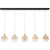 Image de Alchemy Hanglamp 5 lichts zwart/goud met amber glas 3000k - Modern - Searchlight