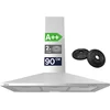 Image de CIARRA VMS9201 - Afzuigkap 90 cm WandAfzuigkap A++ 370 m³/u Recirculatie & Luchtafvoer RVS