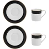 Image de Mikasa - Espressokopjes met Schoteltjes - Luxe Deco - Zwart Wit Goud - Set van 2 - 100ml