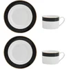 Image de Mikasa Luxe Deco Chinese theekopjes en schotels met blokstreep, set van 2, 200ml