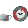 Image de Mikasa x Sarah Arnett Kop en Schotel, Porseleinen Theekop & Schotel Set, Unieke Mok om cadeau te geven, Vlinder Print, 250ml - Vaatwasmachinebestendig