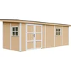 Image de Timbela M941B-HARVEST HONEY - LP SmartSide Tuinhuis op houtbasis - 14,3 m² - 648x248xH231 cm - zonder vloer en zijwand (totaal 3 wanden) met verf