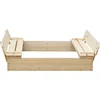 Image de Timbela M051-1 - Houten zandbak - 122x118xH20 cm - met opvouwbaar deksel en bankje